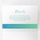 Minimalistische Blauwgroen fotobruiloft Drieluik Uitnodiging (Binnenzijde eerst)