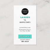 Minimalistische Blauwgroen Lash nazorginstructies  Visitekaartje (Achterkant)