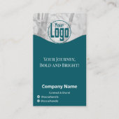 Minimalistische Blauwgroen White Life Coach Compan Visitekaartje (Voorkant)