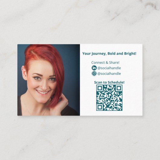 Minimalistische Blauwgroen White Life Coach Persoo Visitekaartje (Achterkant)