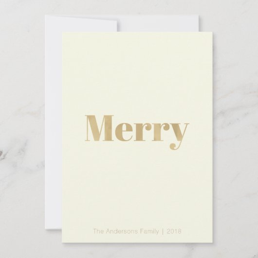 Minimalistische Bleek Geel & Goud Vrolijke Kerst K Feestdagenkaart (Voorkant)