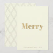 Minimalistische Bleek Geel & Goud Vrolijke Kerst K Feestdagenkaart (Voorkant / Achterkant)