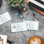 Minimalistische Bleke Turquoise Pictogrammen Rand  Visitekaartje