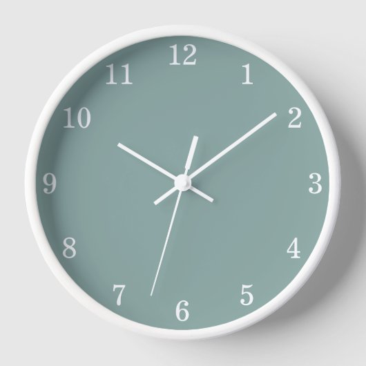 Minimalistische bleke turquoise wandklok (Voorkant)