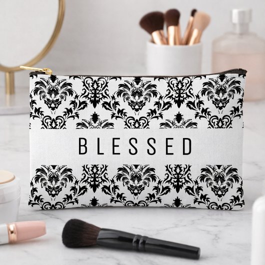 Minimalistische BLESSED Damastpatroon Etui