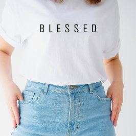 Minimalistische BLESSED-tekst Witte T-shirt