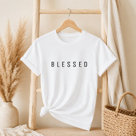 Minimalistische BLESSED-tekst Witte T-shirt