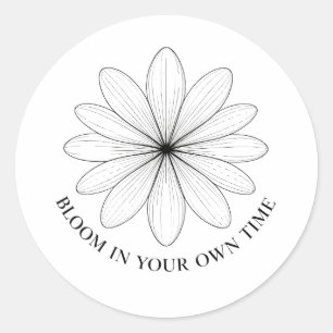 Minimalistische bloem Bloei in je eigen tijd citaa Ronde Sticker