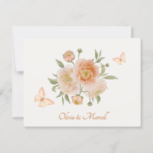 Minimalistische bloem bloei vlinder bruiloft briefkaart