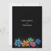 Minimalistische bloem contrast zwarte bruiloft save the date (Achterkant)