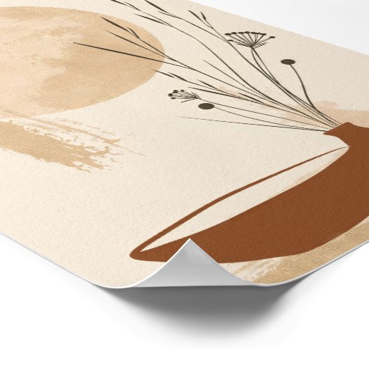 Minimalistische bloem en kom Boho Poster (Hoek)