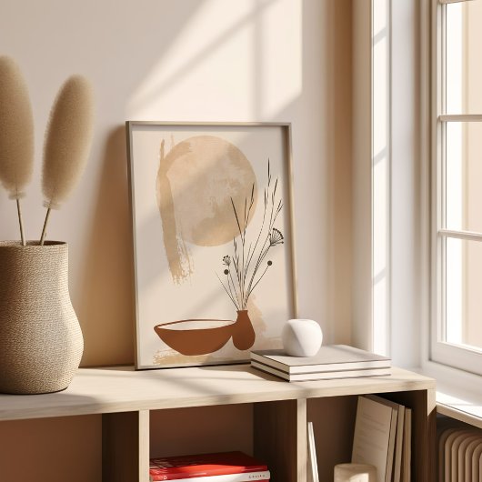 Minimalistische bloem en kom Boho Poster