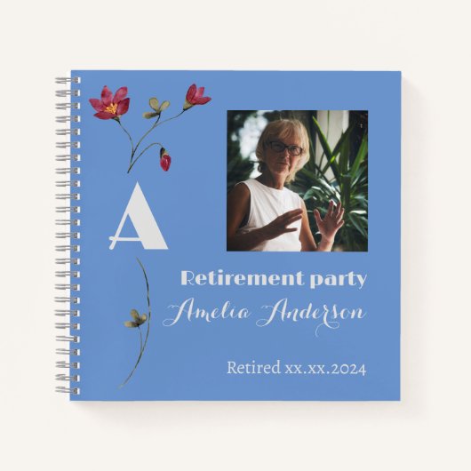 Minimalistische bloem foto pensioen blauw boek (Voorkant)