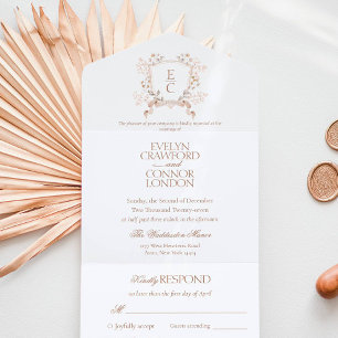 Minimalistische bloem herfst bloem kam wedding RSV All In One Uitnodiging