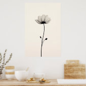Minimalistische bloem in zwart-wit. poster (Keuken)
