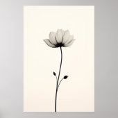 Minimalistische bloem in zwart-wit. poster (Voorkant)