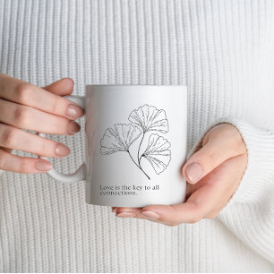 Minimalistische bloem Inspirerende hartelijke qu Koffiemok