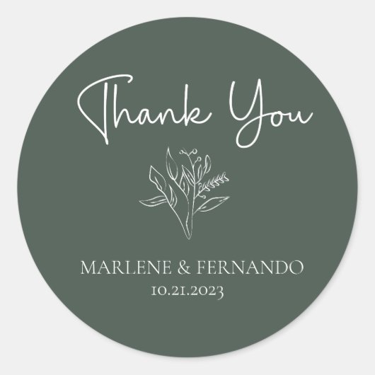 Minimalistische Bloem Ronde Sticker (Voorkant)