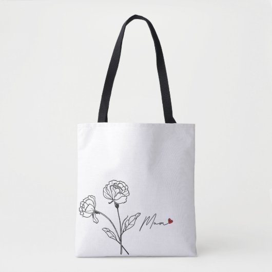 Minimalistische bloem tas voor mama cadeau (Voorkant)