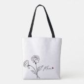 Minimalistische bloem tas voor mama cadeau (Achterkant)