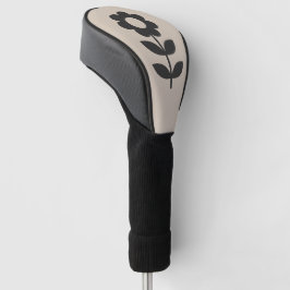 Minimalistische bloem zandgrijs en donkergrafiet golfheadcover
