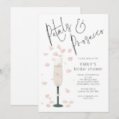 Minimalistische bloemblaadjes en Prosecco Vrijgeze Kaart (Voorkant / Achterkant)