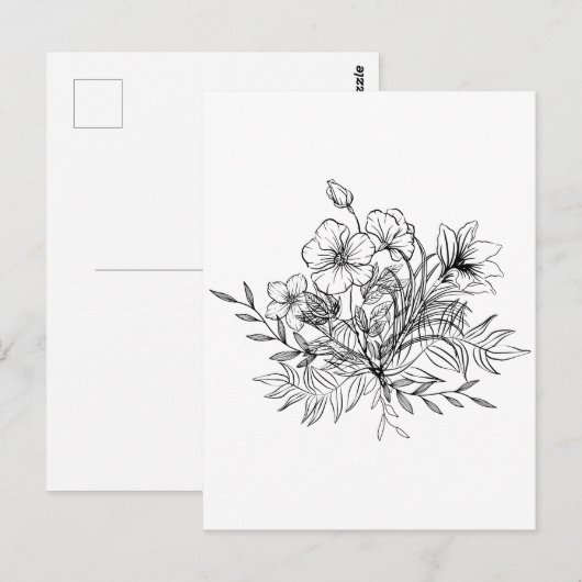 Minimalistische bloemboeket briefkaart (Voorkant / Achterkant)