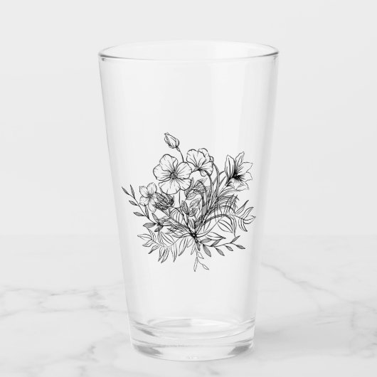 Minimalistische bloemboeket glas (Voorkant)