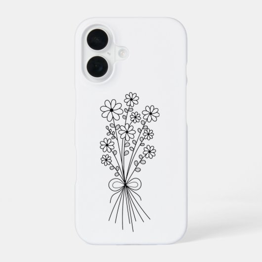 Minimalistische bloemboeket iPhone 16 hoesje (Achterkant)