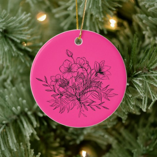 Minimalistische bloemboeket keramisch ornament (Boom)