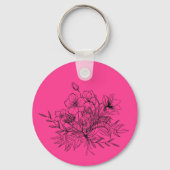 Minimalistische bloemboeket sleutelhanger (Voorkant)