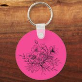 Minimalistische bloemboeket sleutelhanger (Achterkant)
