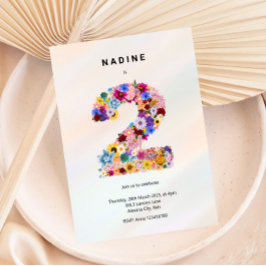 Minimalistische Bloemen 2e Verjaardag Lente Bloeme Kaart