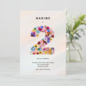 Minimalistische Bloemen 2e Verjaardag Lente Bloeme Kaart (Staand voorkant)