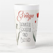 Minimalistische bloemen bewerkbare slogan & naam latte mok (Voorkant)