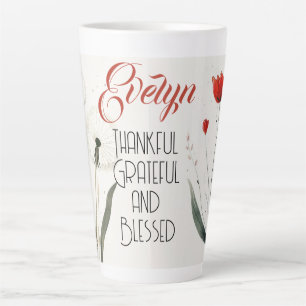 Minimalistische bloemen bewerkbare slogan & naam latte mok