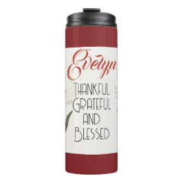 Minimalistische bloemen bewerkbare slogan & naam thermosbeker