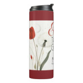 Minimalistische bloemen bewerkbare slogan & naam thermosbeker (Gedraaid links)