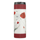 Minimalistische bloemen bewerkbare slogan & naam thermosbeker (Achterkant)