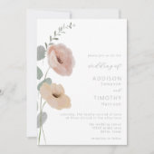 Minimalistische Bloemen Blush Sage Wedding Kaart (Voorkant)