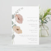 Minimalistische Bloemen Blush Sage Wedding Kaart (Staand voorkant)