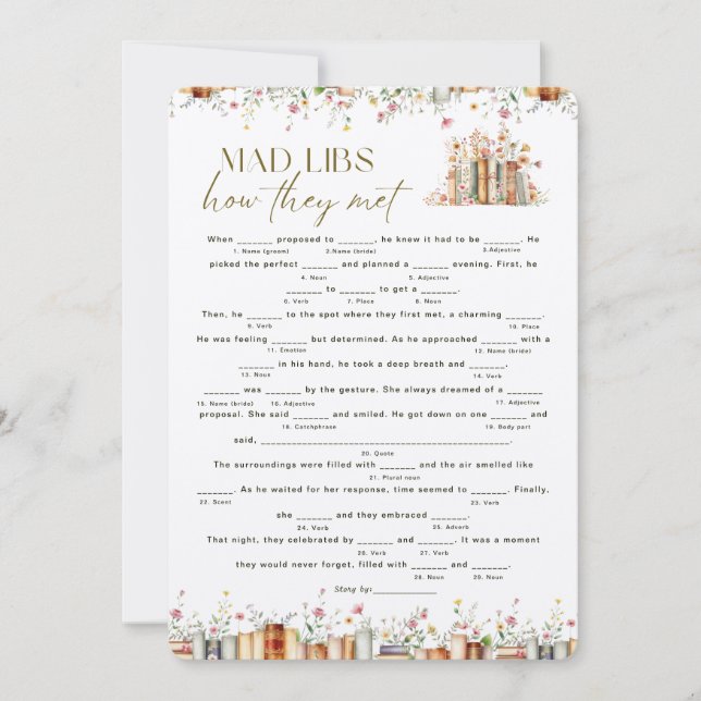 Minimalistische Bloemen Boek Thema Mad Libs Bruids (Voorkant)