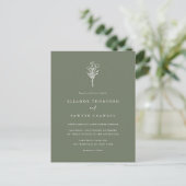 Minimalistische Bloemen Boeket Taupe Green Wedding Uitnodiging Briefkaart (Staand voorkant)