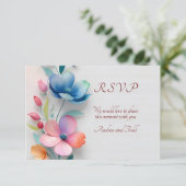 Minimalistische bloemen bruiloft RSVP kaart (Staand voorkant)