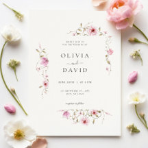 Minimalistische bloemen Elegante bruiloft uitnodig