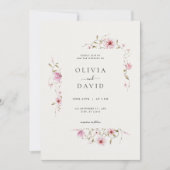 Minimalistische bloemen Elegante bruiloft uitnodig Kaart (Voorkant)