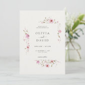 Minimalistische bloemen Elegante bruiloft uitnodig Kaart (Staand voorkant)