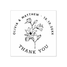Minimalistische Bloemen Elegante Huwelijk Dank u F Rubberstempel