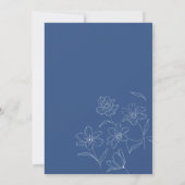 Minimalistische bloemen en botanische blauwe bruil kaart (Achterkant)