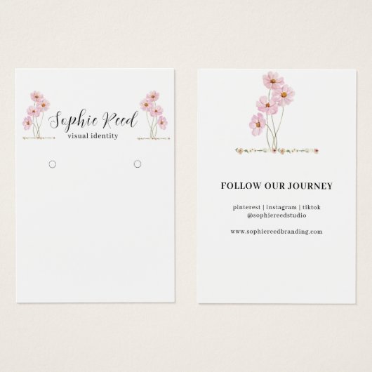 Minimalistische Bloemen Gepersonaliseerde Sieraden Visitekaartje (Voorkant /achterkant)